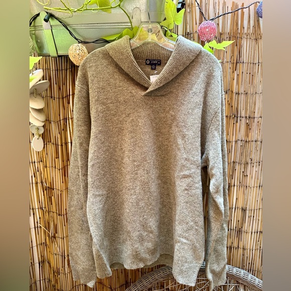 J.Crew Men’s XL Heathered Gray 100% Lambswool Shawl Collar Pullover Sweater - Picture 1 of 4